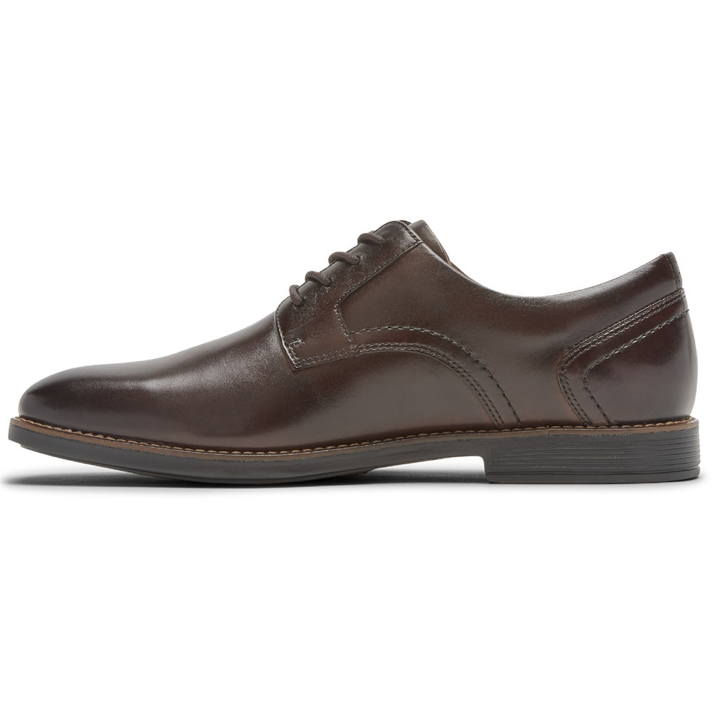 Sapatos Lace Ups Rockport Homem Marrom Escuro - Slayter Plain Toe Shoe - 67592MCAZ